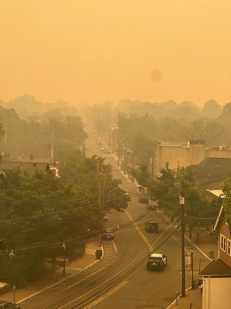Image of poor air quality due to wildfire smoke. 
